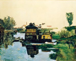 Schwimmende Häuser auf einem Fluss