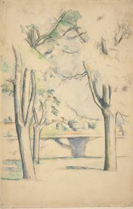 Mont Sainte-Victoire, gesehen hinter der Mauer des Jas de Bouffan, ca. 1885-1888