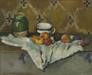 Stillleben mit Krug, Tasse und Äpfeln, ca. 1877