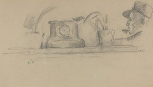 Der Vater des Künstlers und Objekte auf einem Kaminsims [verso] von Paul Cézanne