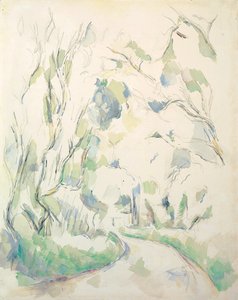 Brunnen und ein gewundener Pfad im Park von Château Noir; Puits et route tournante dans le parc de Château Noir, ca. 1900 von Paul Cézanne