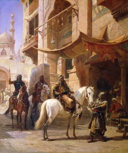 Arabische Krieger in einer Straße von Paul Dominique Philippoteaux