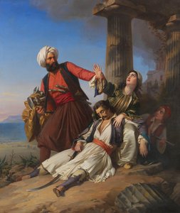 Szene aus dem griechischen Unabhängigkeitskrieg, 1841 von Paul Emil Jacobs