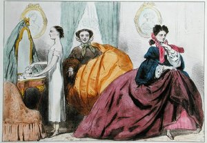 Karikatur, die die Mode des Reifrocks satirisch darstellt, um 1860 von Paul Emile Detouche