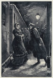 Illustration zu Anna Karenina: Wronski trifft Anna am Bahnhof (Litho)