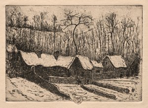 Sechs Radierungen: Die strohgedeckte Bäckerei, Auvers, 1895