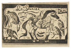 Ein Pferd und Vögel, Kopfstück für Le sourire von Paul Gauguin