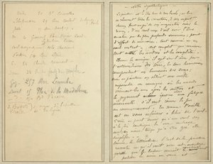 Adressliste; Manuskriptseite [recto] von Paul Gauguin