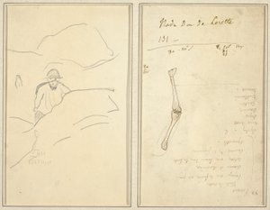 Bretonischer Junge in einer Landschaft; Studie eines Arms [verso] von Paul Gauguin