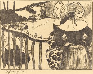 Bretonische Frauen am Zaun (Bretonnes à la barrière) von Paul Gauguin