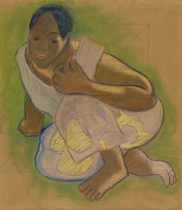 Kauernde tahitianische Frau: Studie für Nafea Faaipoipo von Paul Gauguin