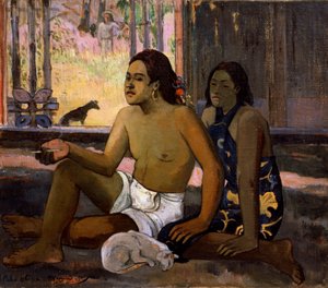 Eiaha Ohipa Nicht Arbeiten. Tahitianer in einem Raum, 1896 von Paul Gauguin