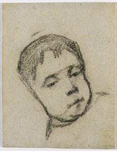 Emil Gauguin als Kind, Kopf auf einem Kissen
