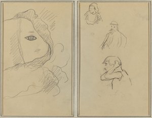 Auge und Teil des Gesichts; Eine bretonische Frau und zwei Männer (recto) von Paul Gauguin