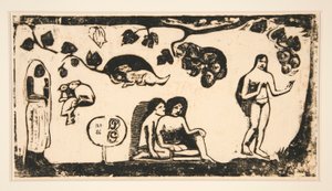Frauen, Tiere und Blätter von Paul Gauguin