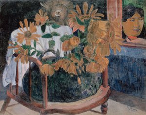 Stillleben mit Sonnenblumen auf einem Sessel (II) von Paul Gauguin