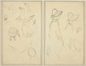 Gänse; Mädchen mit Hauben, Gänse (recto) von Paul Gauguin