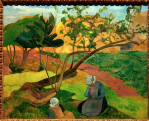 Landschaft mit zwei bretonischen Frauen
