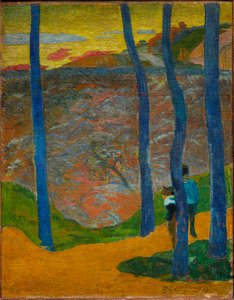 Les Arbres bleus. Vous y passerez, la belle. Blaue Bäume. Deine Zeit wird kommen, meine Schöne!, 1888 von Paul Gauguin