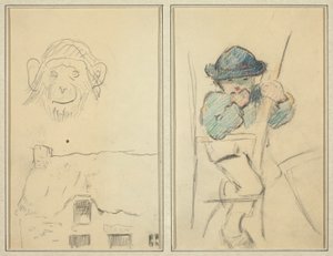 Affe und Hütte; Kleiner bretonischer Junge [recto] von Paul Gauguin