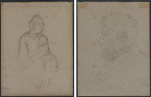 Mutter und Kind (recto); Profilbüste eines Mannes (verso)