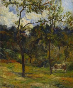 Normandie-Landschaft: Kuh auf einer Wiese, 1884