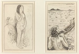 Parau No Te Varau Ino (links); Tahitianische Legende (rechts) von Paul Gauguin