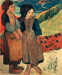 Kleine Bretoninnen am Meer