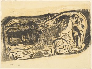 Teller mit dem Kopf eines gehörnten Teufels von Paul Gauguin