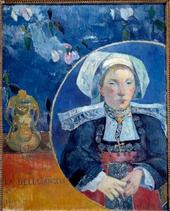 Porträt der schönen Angele, eine Bretonin in traditioneller Tracht - Porträt von Madame de Satre (1868-1932), Hotelierin in Pont-Aven. Gemälde von Paul Gauguin (1848-1903) 1889. Paris, Musée d