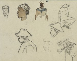 Skizzen von Figuren und Laub