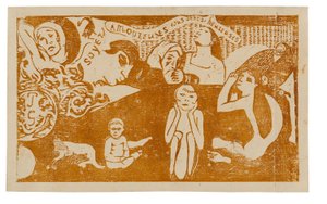 Soyez amoureuses, vous serez heureuses (Liebe, und du wirst glücklich sein), aus der Suite der späten Holzschnittdrucke von Paul Gauguin