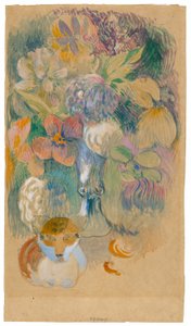 Stillleben mit Katze von Paul Gauguin