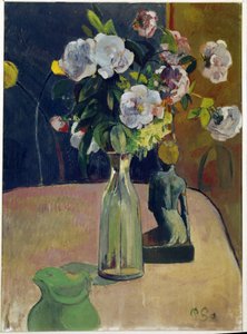 Stillleben mit Rosen und Statue von Paul Gauguin