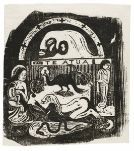 Te atua (Der Gott), aus der Suite der späten Holzschnittdrucke von Paul Gauguin