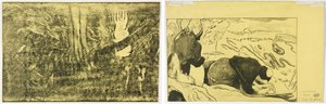 Der Teufel spricht (Mahna No Varua Ino) (recto); Frauen beim Wäschewaschen (verso) von Paul Gauguin