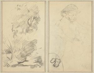 Bäume; Skizze eines bretonischen Jungen [verso] von Paul Gauguin