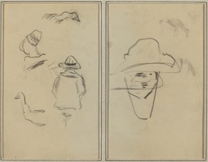 Zwei bretonische Figuren und Studien von zwei Gänsen; Mann mit Hut [verso] von Paul Gauguin