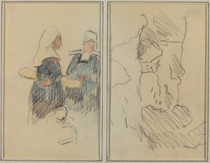 Zwei bretonische Frauen; Landschaft [recto]