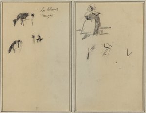 Zwei Kühe; Eine sitzende bretonische Frau [verso]