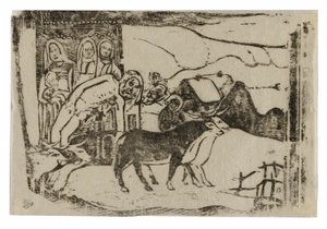 Wegeschrein in der Bretagne, aus der Suite der späten Holzschnittdrucke von Paul Gauguin