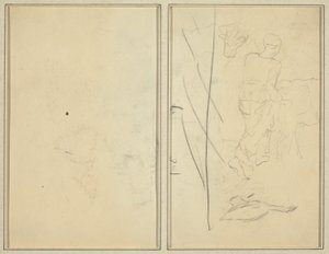 Frau mit Kuh und Gans; Gegenabdruck [verso] von Paul Gauguin