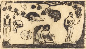 Frauen, Tiere und Laub, in oder nach 1895 von Paul Gauguin