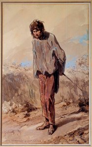 Eine schlechte Viertelstunde. Ein Sträfling am Galgen. Aquarell und Gouache von Paul Gavarni