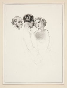 Figurenstudie; Gruppe von drei Figuren von Paul Gavarni
