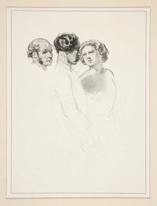 Figurenstudie; Gruppe von drei Figuren von Paul Gavarni