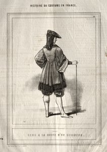 Histoire du Costume en France: Leute im Gefolge eines Herrn von Paul Gavarni