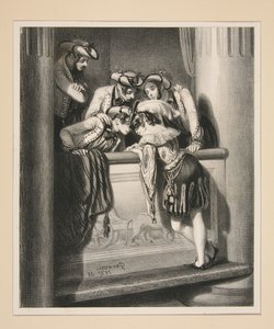DIE PROSZENIUMSLOGE. Willst du mit uns zu Abend essen, schöner Page? von Paul Gavarni