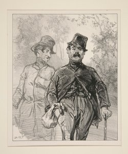 Die Herren Offiziere des Regiments in Garnison im Wald von Bondy von Paul Gavarni