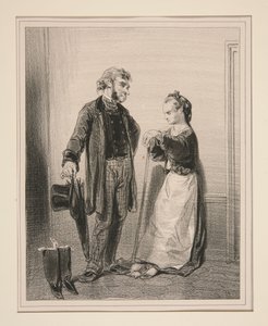 Man kann nicht mit Fräulein sprechen: Sie macht ihre Nägel... von Paul Gavarni